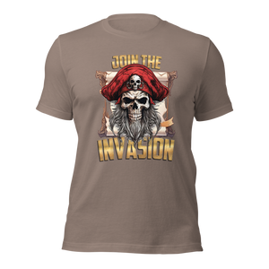 Join the Invasion (pirate parchment)Unisex t-shirt